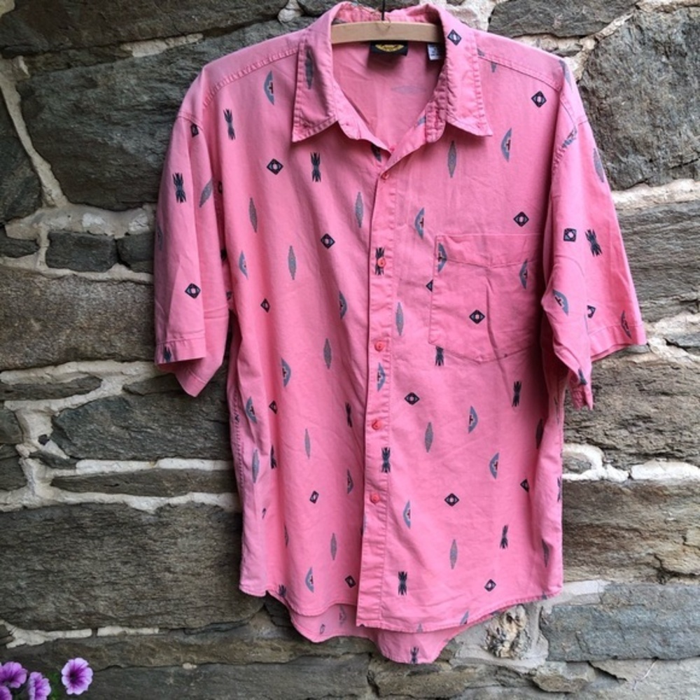 Permit Pink Aztec Button Down Medium